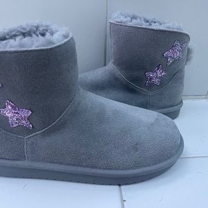 KOOLABURRA BY UGG GRAY FUR SUEDE SPARKLE STAR  BOOTS
